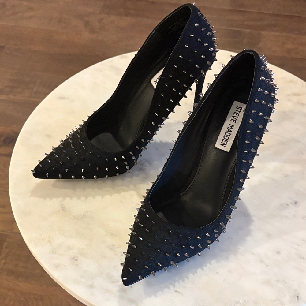 Steve Madden Black Heels with Silver Studs